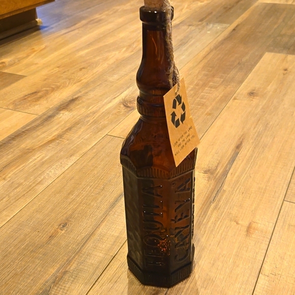 Decorative Recycled Brown Glass Bottle with Cork - Picture 2 of 6